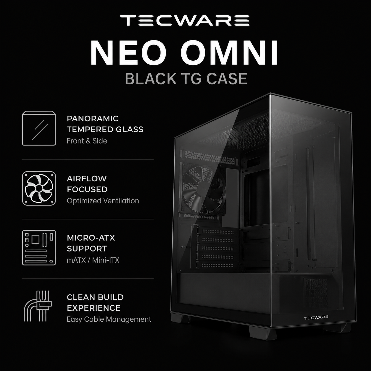 TECWARE Neo Omni Black TG Case (TWCA-NEO-OMNI-WH)