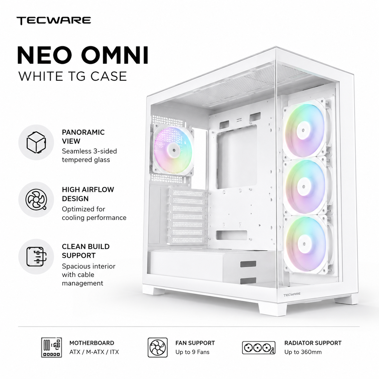 TECWARE Neo Omni White TG Case (TWCA-NEXUS-AIR-BK)