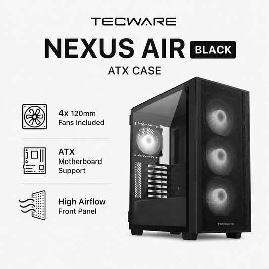 TECWARE Nexus Air Black ATX - 4x 120mm fans (TWCA-NEXUS-M2-BK)