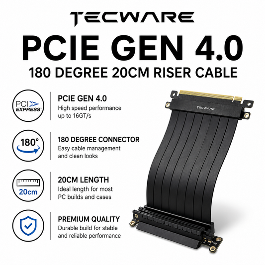 TECWARE PCIE Gen 4.0 - 180 Degree 20cm Riser Cable (TWAC-PCIE4-180)