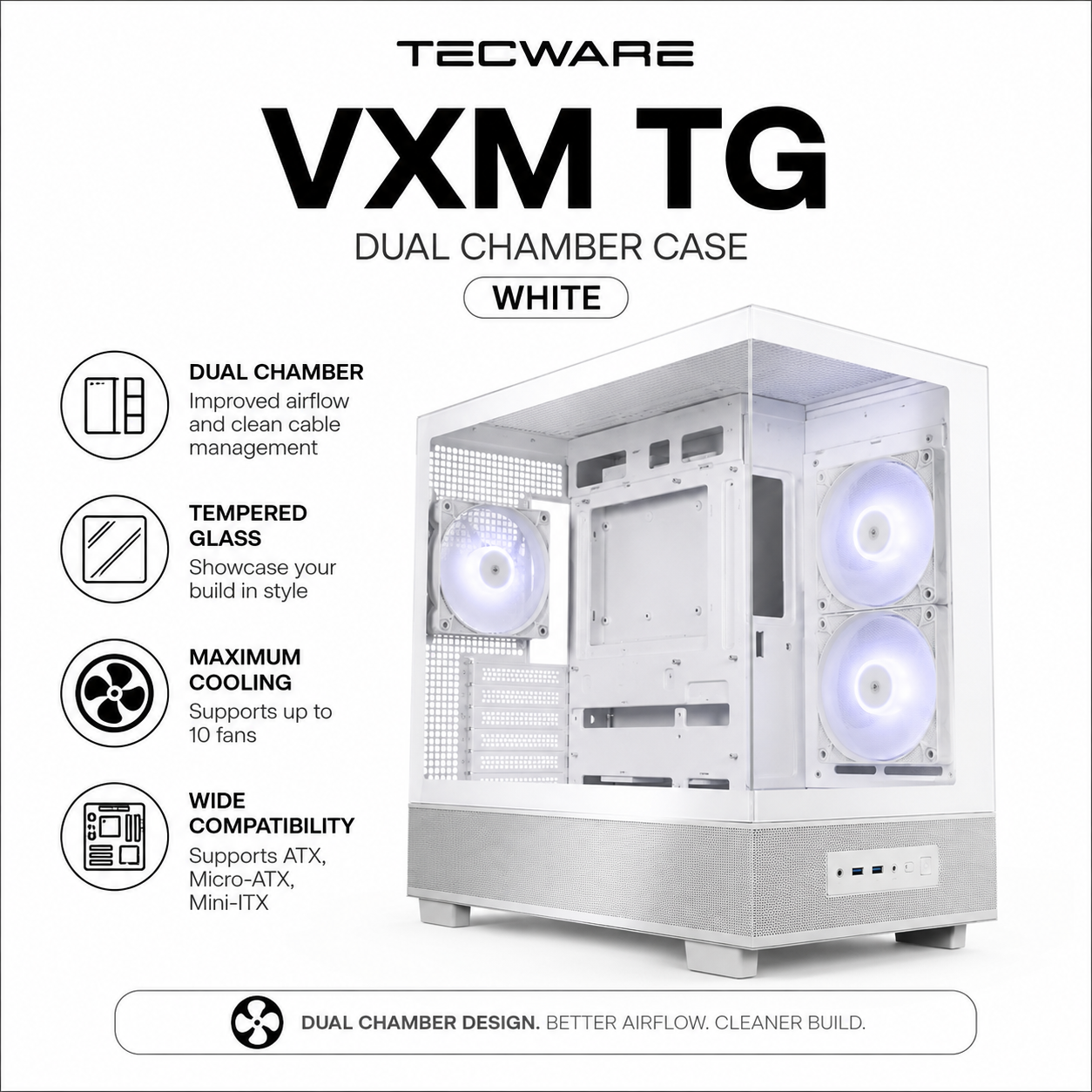 TECWARE VXM TG DUAL CHAMBER CASE WHITE (TWCA-VXM-WH)