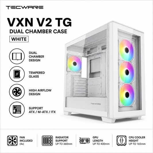 TECWARE VXN V2 TG DUAL CHAMBER CASE WHITE (TWCA-VXN-V2-WH)