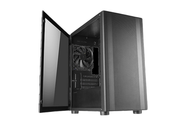 TECWARE Flatline Black TG Case - 4x Fans Included