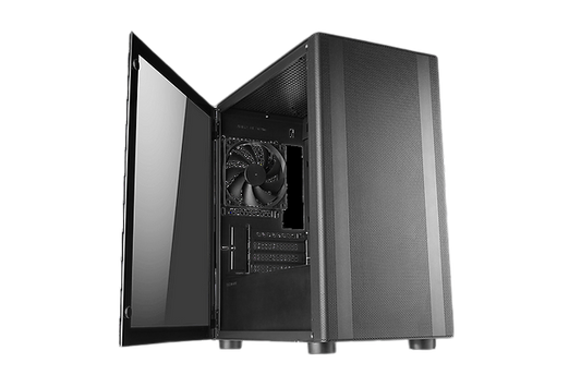 TECWARE Flatline Black TG Case - 4x Fans Included