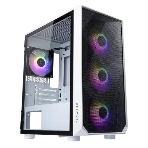 TECWARE Forge M Omni Pure White TG Case - 4 Fans Included