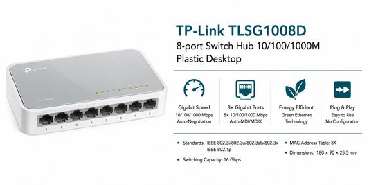 TP-Link TLSG1008D 8-port Switch Hub 10/100/1000M plastic Desktop (TL-SG1008D)