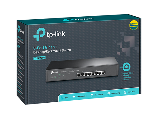 TP-Link TLSG1008 8-port Switch Hub 10/100/1000M Rackmount