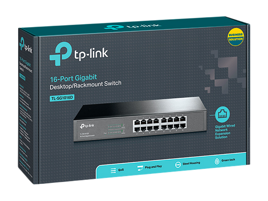 TP-Link TLSG1016D 16-port Switch Hub 10/100/1000 Desktop 13" metal