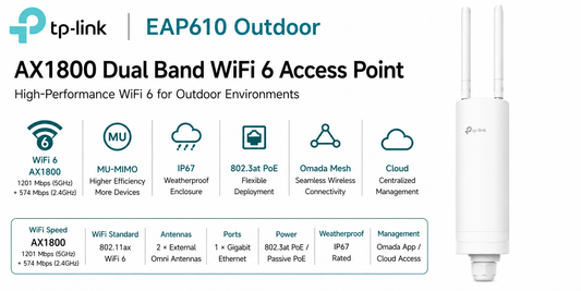 TPLink EAP610 Outdoor AX1800 Dual Band Wifi6 Access Point (EAP610-OUTDOOR)