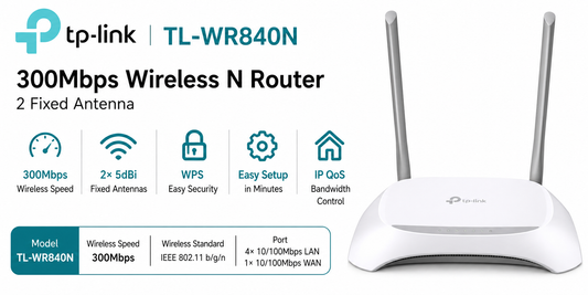 TPLink TL-WR840N 300Mbps 2 Fixed Antenna WirelessN Router (TL-WR840N)