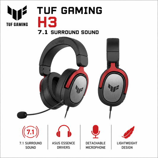 TUF GAMING H3(RED/SILVER/GUNMETAL) - 7.1 Surround Sound (TUF-GAMING-H3)