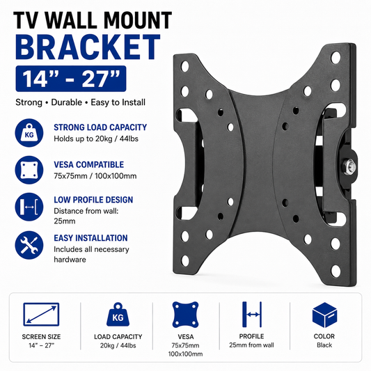 TV Wall Mount 14"-27" Bracket (TV-WM-14-27)