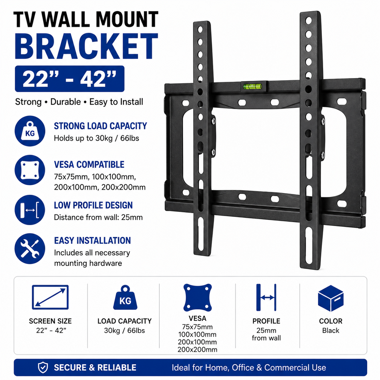 TV Wall Mount 22"-42" Bracket (TV-WM-22-42)
