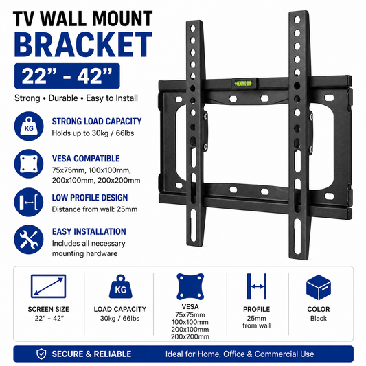 TV Wall Mount 22"-42" Bracket (TV-WM-22-42)