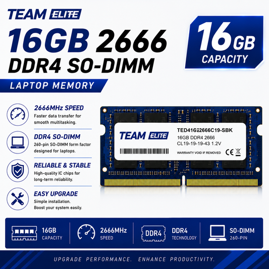 Team Elite 16GB 2666 DDR4 SO-DIMM Laptop Memory (TED416G3200C22-S01)