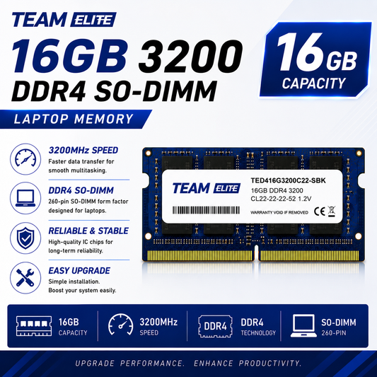 Team Elite 16GB 3200 DDR4 SO-DIMM Laptop Memory (TED432G3200C22-S01)