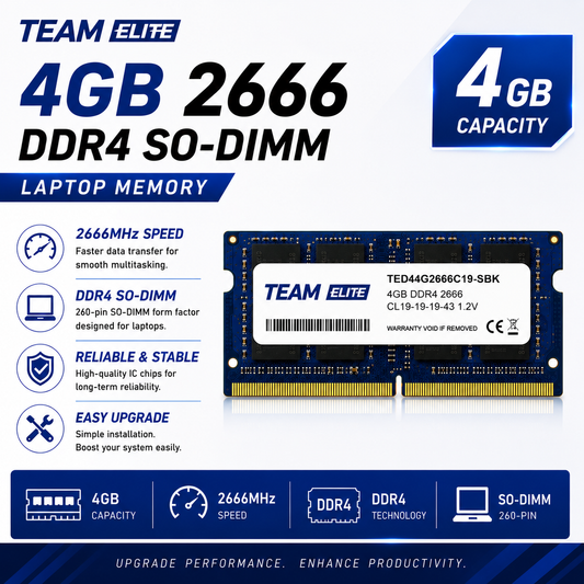 Team Elite 4GB 2666 DDR4 SO-DIMM Laptop Memory (TED3L8G1600C11-S01)