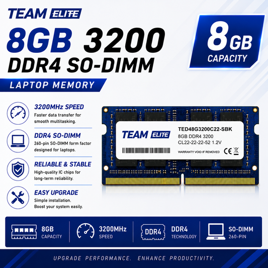 Team Elite 8GB 3200 DDR4 SO-DIMM Laptop Memory (TPD416G2400HC1601)