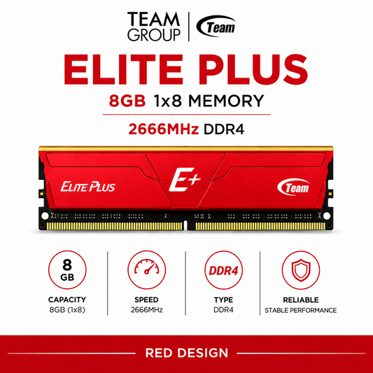 Team Elite Plus 8gb 1x8 Memory 2666mhz Ddr4 Red (TPD48G3200HC2201)