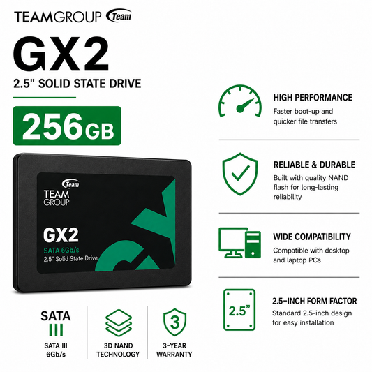 Team Group GX2 256GB Sata III 2.5 Solid State Drive (T253X2002T0C101)