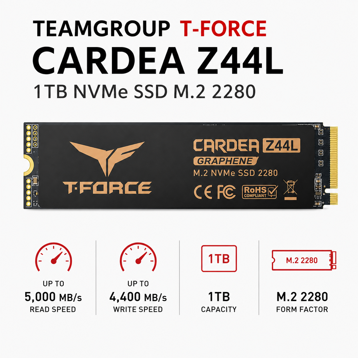 Team Tforce Cardea Z44L 1TB NVME SSD M.2 2280 (TM8FPL002T0C127)