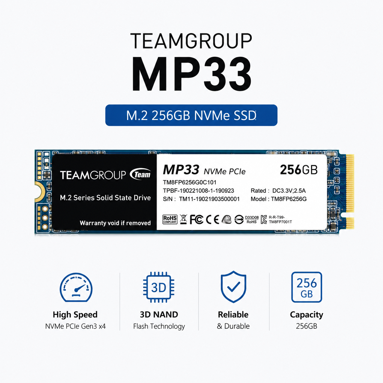 Teamgroup MP33 M.2 256GB NVME SSD (TM8FP6512G0C101)