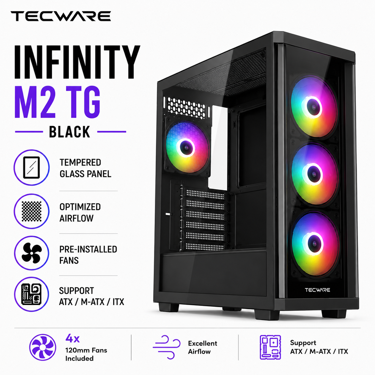 Tecware Infinity M2 TG Black (TWCA-INF-M2-WH)
