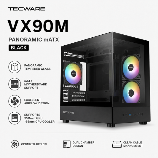 Tecware VX90M Panoramic mATX Black (TWCA-VX90M-BK)