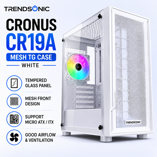 Trendsonic Cronus CR19A Mesh TG Case White (TRENDSONIC-CR19A-WHITE)
