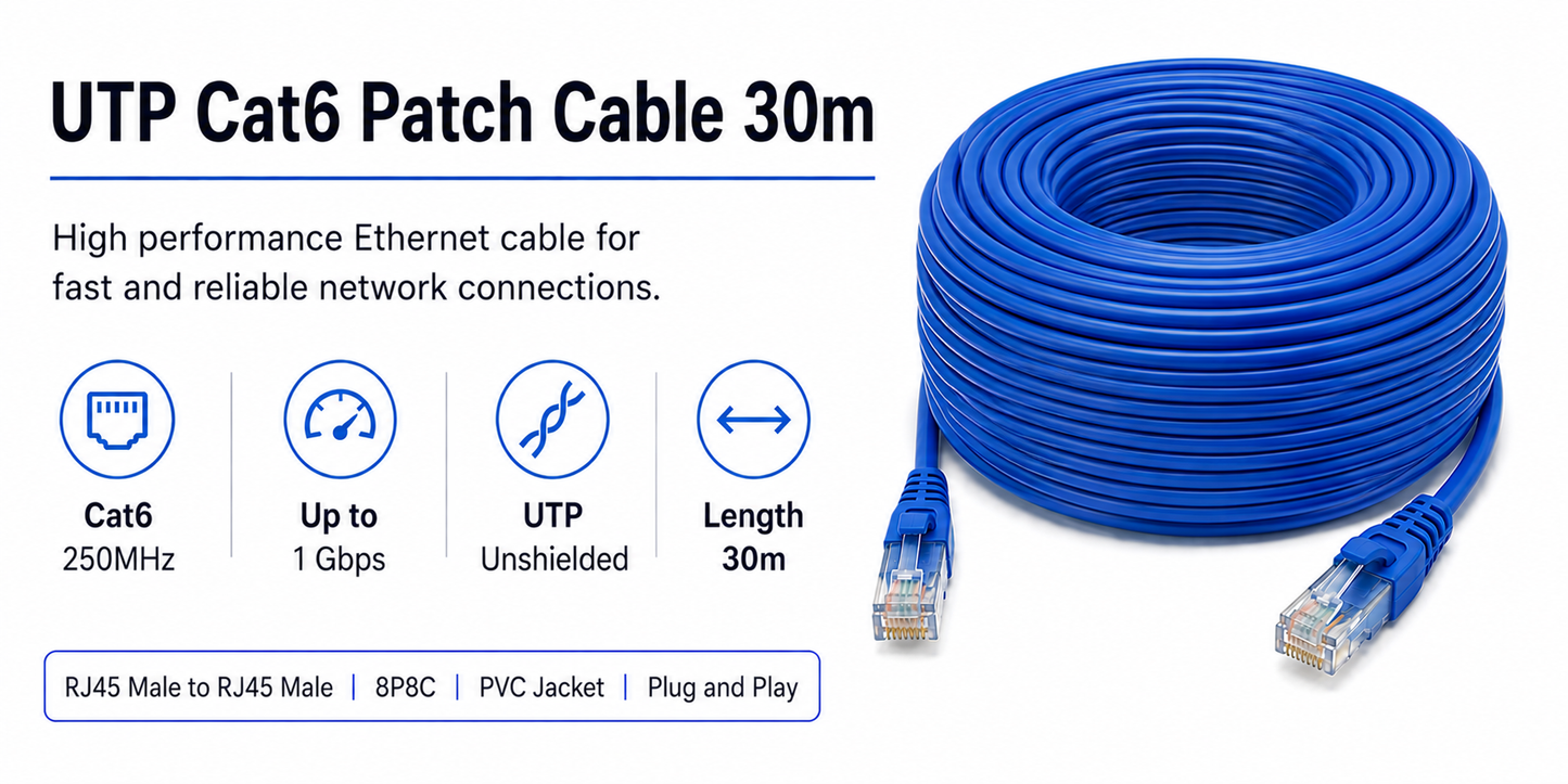 UTP Cat6 Patch Cable 30m (UTP-CAT6-30M)