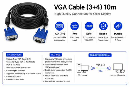 VGA Cable (3+4) 10m (CAB-VGA-3+4-10M)