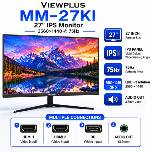 Viewplus MM-27KI 27" 2560*1440@75Hz IPS, HDMI*2+DP+AUDIO (MM-27KI)
