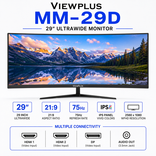 Viewplus MM-29D 29" Ultrawide 75Hz Monitor, HDMI*2+DP*1+Audio (MM-29D)