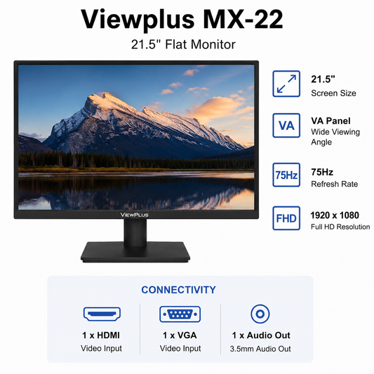 Viewplus MX-22 21.5" Flat 1920*1080@75Hz VA Panel, 1 HDMI+1 VGA+1 Audio Out (MX-22)