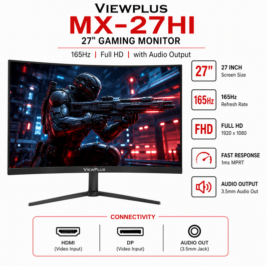 Viewplus MX-27HI 27" Gaming Monitor 165Hz, Full HD w/ Audio Output (MX-27HI)