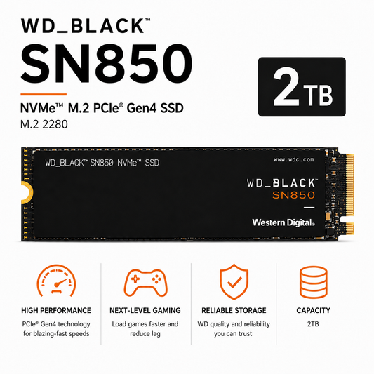 WD BLACK SN850 2TB NVME M.2 PCIE GEN4 SSD (WDS200T1X0E)