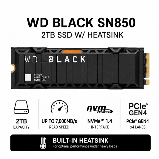WD BLACK SN850 2TB SSD W/ HEATSINK (WDS200T1XHE)