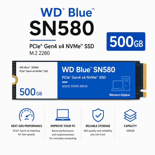 WD BLUE SN580 500GB PCIe Gen4 x4 NVMe v1.4 M.2 2280 SSD (WDS500G3B0E)