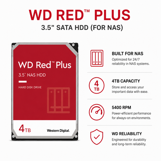 WD RED PLUS 3.5" 4TB SATA HDD (FOR NAS) (WD40EFPX)